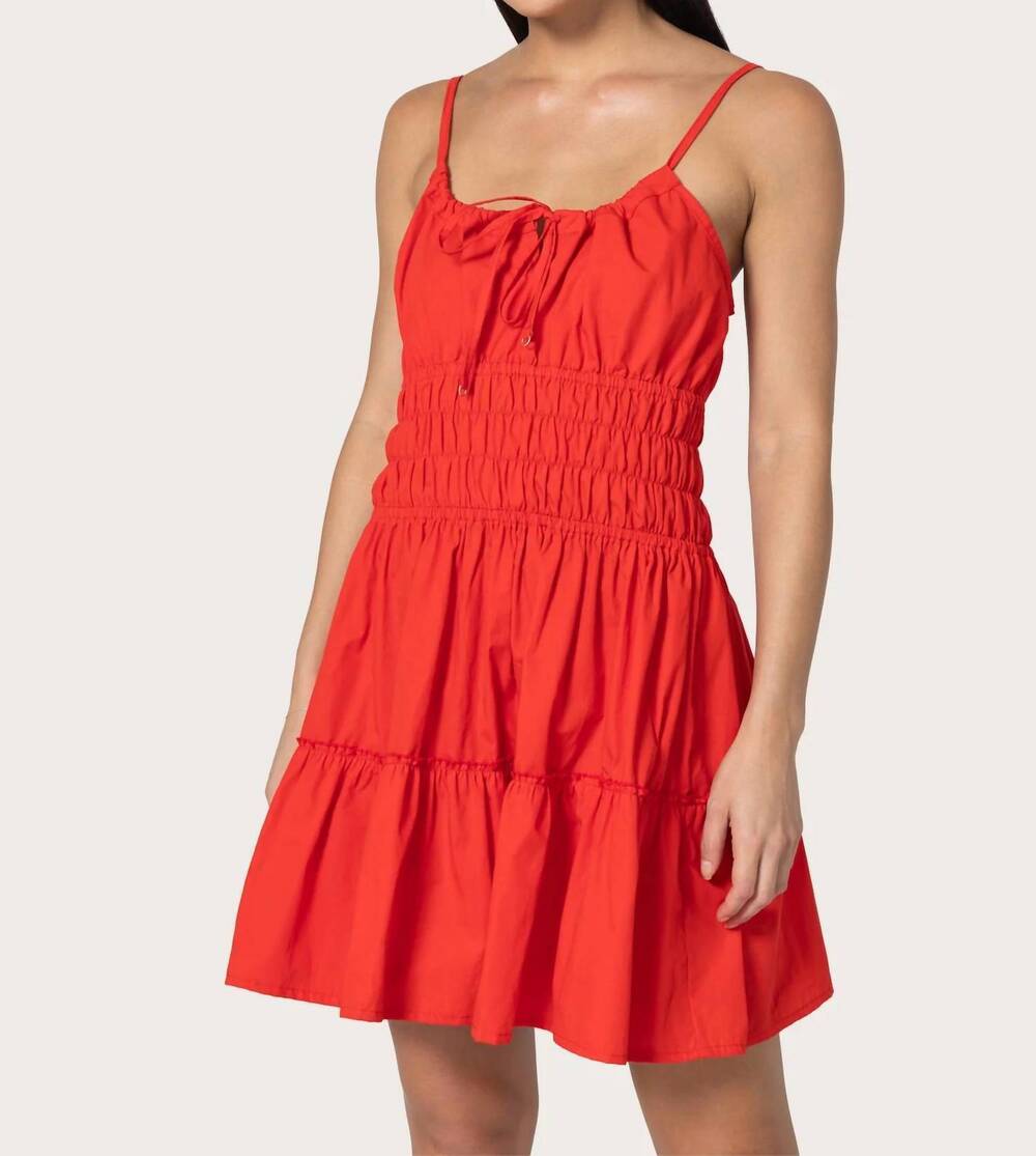 NEW LUSANA rosa mini dress in crimson